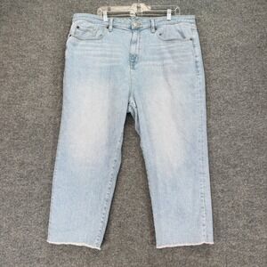 Torrid Jeans Women 22 High Rise Ankle Crop Light Wash Frayed Hem Plus Size Denim